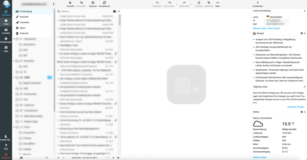 Screenshot neuer Webmailer