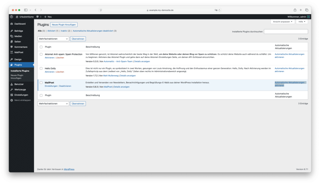 Screenshot Automatische Updates aktivieren