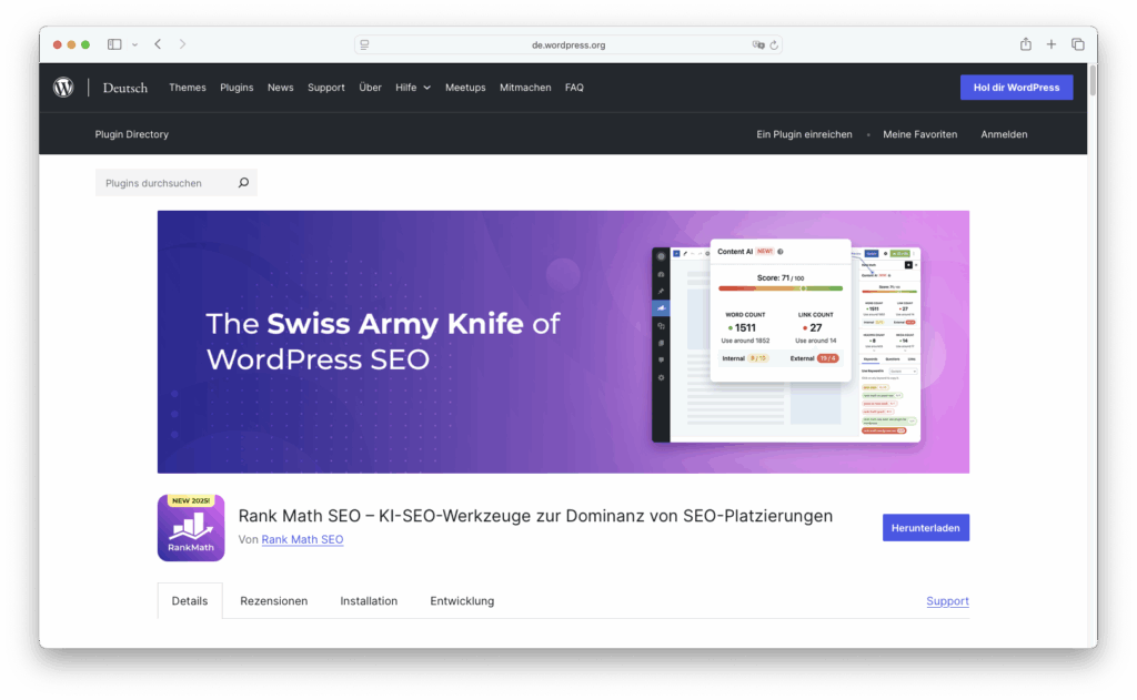 Rank Math WordPress-Plugin Store