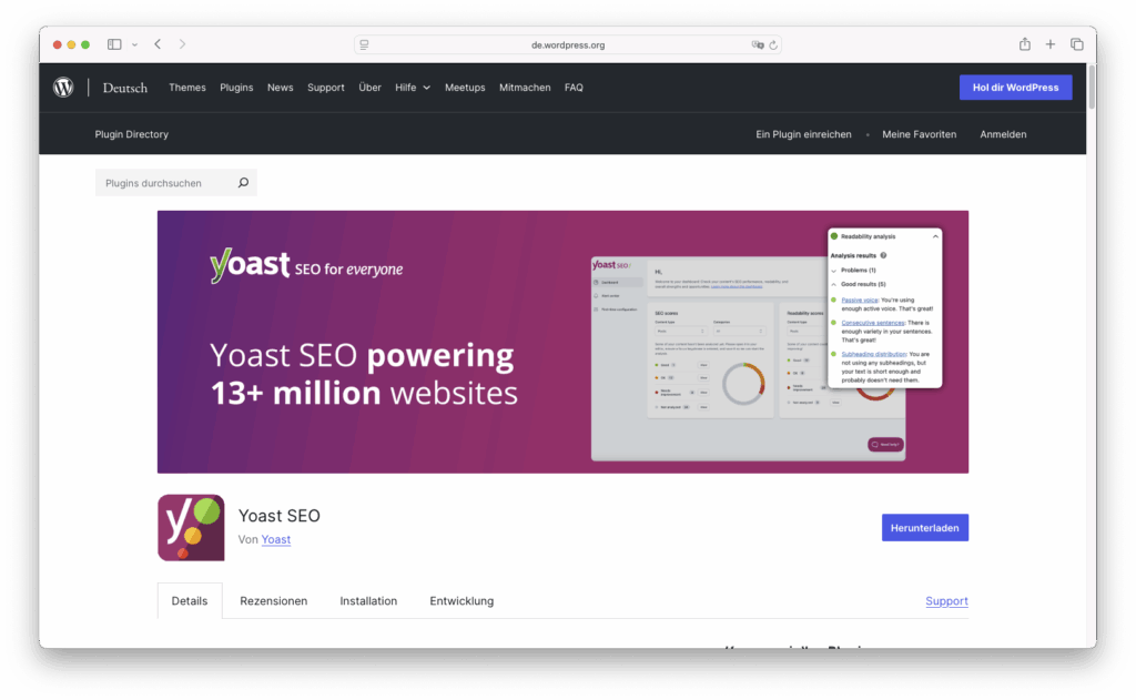 Yoast SEO WordPress-Plugin Store