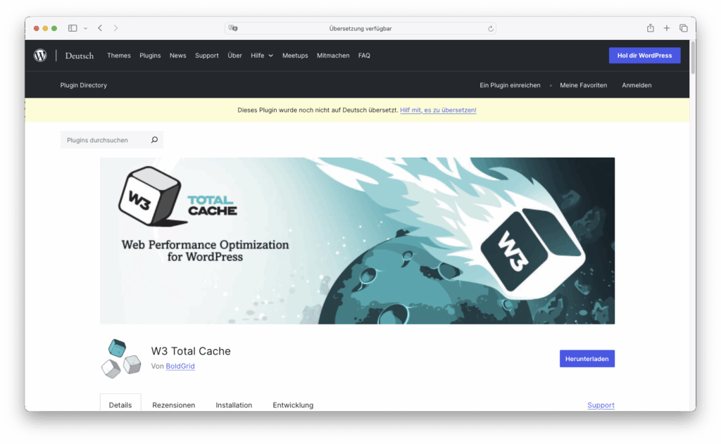 W3 Total Cache WordPress-Plugin Store