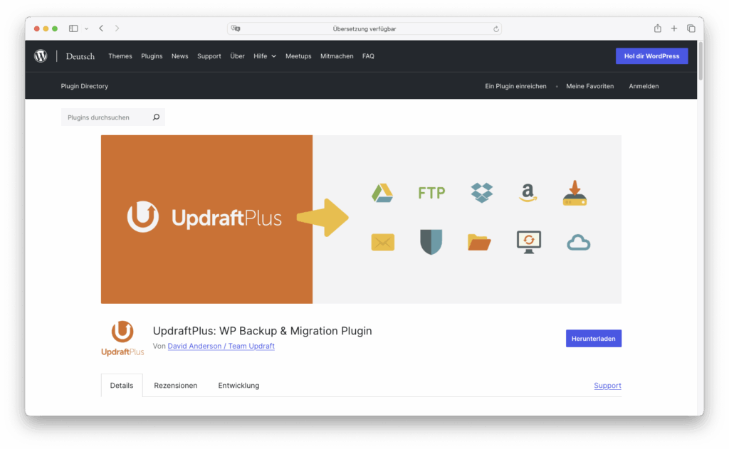 UpdraftPlus WordPress-Plugin Store